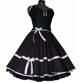 Tanzkleid schwarz Kleid zum Petticoat  Band wei schwarze Punkte