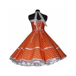 Punkte Petticoat Kleid orange weie Tupfen schwarzer Akzent