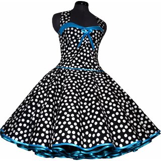 50er Tanzkleid Petticoatmode schwarz tanzende weie Punkte