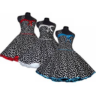 50er Tanzkleid Petticoatmode schwarz tanzende weie  Punkte Vintage