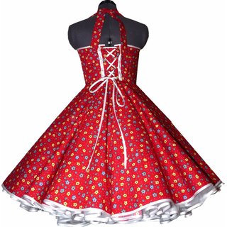 Tanzkleid 50er Jahre zum Petticoat rot weie Punkte trkis Blumen
