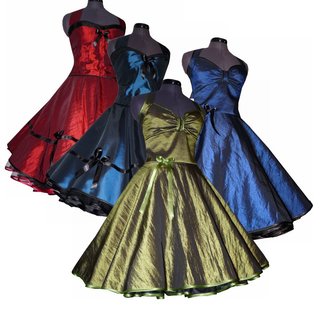 Taftkleid 50er Jahre zum Petticoat groe Farbwahl 2 Modelle