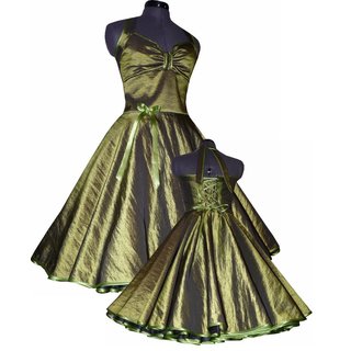 Taftkleid 50er Jahre  grn olive zum Petticoat Jugendweihe Festkleid