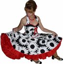 Tanzkleid 50er zum Petticoat schwarz weie groe Blumen 36