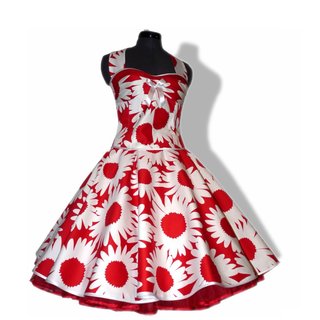 Tanzkleid 50er zum Petticoat rot weie groe Blumen 36