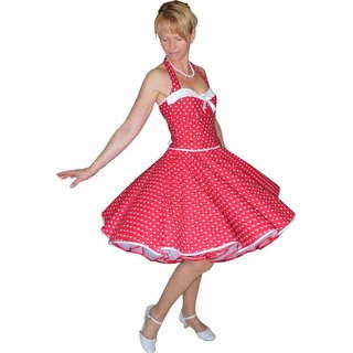 50er Korsagen Petticoat Kleid rot kleine weie Punkte 34-44