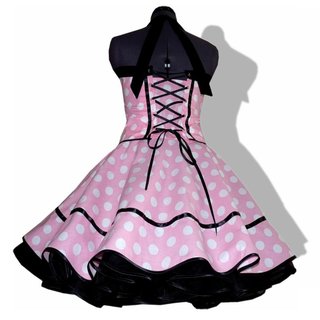 Kleid Rockabilly rosa-weie groe Punkte mit schwarzem Akzent