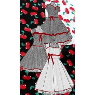 50er Petticoatkleid schwarz wei rote Kirschen verschiedene Modelle