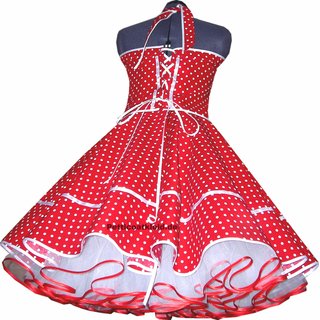 Punkte Petticoat Kleid 2 rot kleine weie Tupfen