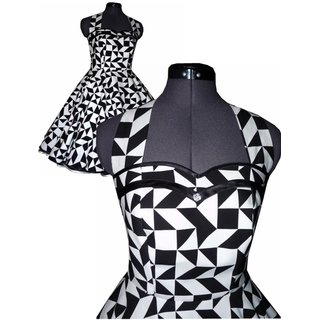 50er Petticoatkleid Tanzkleid schwarz weie abstrakte Dreiecke