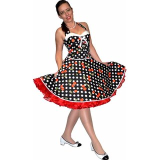Petticoat Kleid Tanzkleid schwarz weie Punkte rote Kirschen