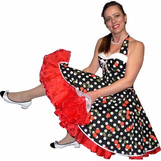 Petticoat Kleid Tanzkleid schwarz weie Punkte rote Kirschen
