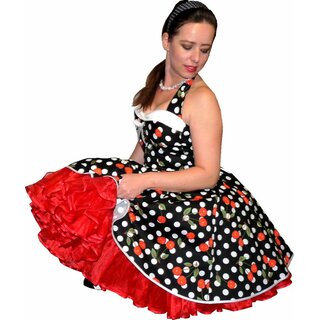 Petticoat Kleid Tanzkleid schwarz weie Punkte rote Kirschen  36