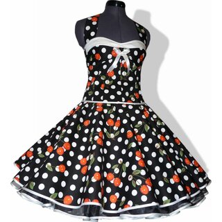 Petticoat Kleid Tanzkleid schwarz weie Punkte rote Kirschen  36