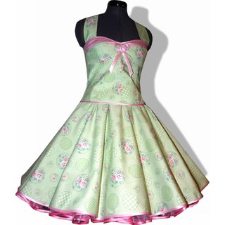 50er Jahre Kleid zum Petticoat Mathilda grn rosa Rosen und Punkte 36