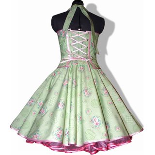50er Jahre Kleid zum Petticoat Mathilda grn rosa Rosen und Punkte 36
