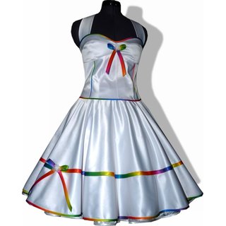 50er Brautkleid wei Rockabilly Hochzeit zum Petticoat Band regenbogen