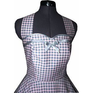 50er Jahre Kleid zum Petticoat Vintage rosa graue Punkte graue Bnder Dots Rockabilly