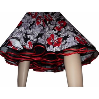 Petticoatkleid Blumen schwarz rot mit Tllunterrock Petticoat