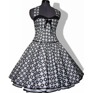 50er Jahre Retro Kleid zum Petticoat Vintage schwarz weie Punkte Blumen