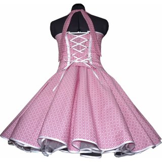 50er Jahre Retro Kleid zum Petticoat pinkrosa weie Punkte Karos Rockabilly