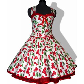 50er Jahre Rockabillykleid zum Petticoat wei rote Kirschen 36