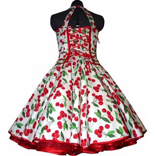 50er Jahre Rockabillykleid zum Petticoat wei rote Kirschen 36