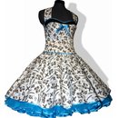 50er Kleid zum Petticoat wei mit schwarzen Blumen Trkis...