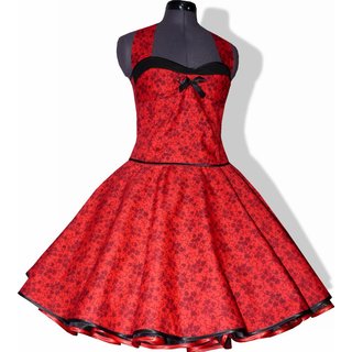 Rotes Kleid zum Petticoatin rot mit kleinen Streublmchen im 50er Jahre Stil