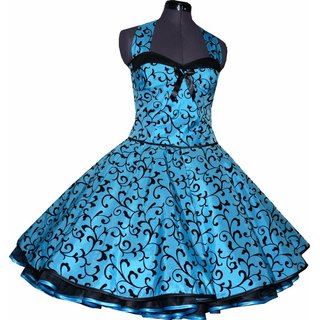 Traumhaftes Kleid zum PetticoatTaft trkis schwarze Ranken