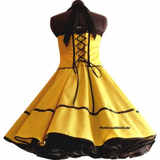 Punkte Petticoat Kleid gelb schwarz kleine weie Tupfen