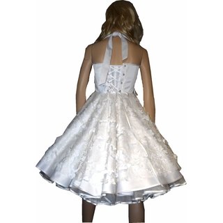 50er Jahre Brautkleid zum Petticoat wei Spitze 3D Blumen