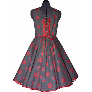 Kleid zum Petticoatschwarz weie Punkte rote Herzen  32-44