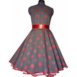 Kleid zum Petticoatschwarz weie Punkte rote Herzen  32-44