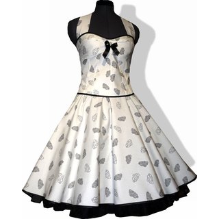 50er Jahre Kleid zum Petticoat Brautkleid zur Rockabillyhochzeitweiss schwarze Wlkchen