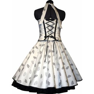 50er Jahre Kleid zum Petticoat Brautkleid zur Rockabillyhochzeitweiss schwarze Wlkchen