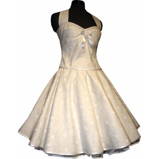 50er Jahre Hochzeitskleid Blumendesign Brautkleid zum Petticoat wei