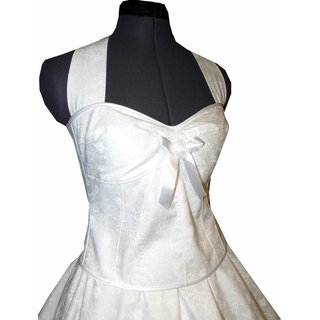 50er Jahre Hochzeitskleid Blumendesign Brautkleid zum Petticoat wei