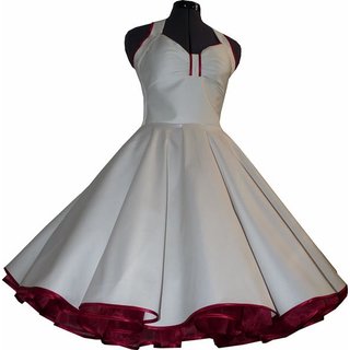 50er Jahre wei od. creme Brautkleid mit Satinbandfarbe zur Wahl