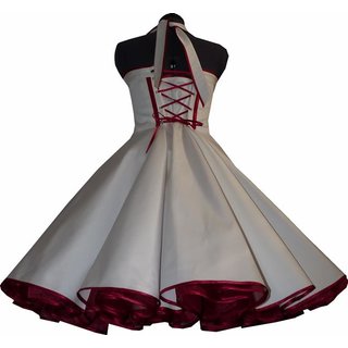 50er Jahre wei od. creme Brautkleid mit Satinbandfarbe zur Wahl