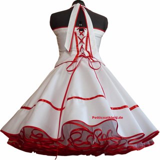 Brautkleid 50er Jahre Petticoatkleid wei rote Bnder