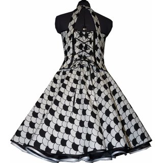 50er Jahre Kleid zum Petticoat weiss schwarzes Design extravagant 36