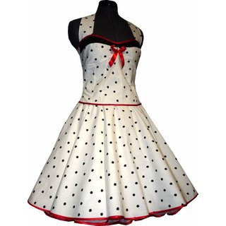 50er Jahre Petticoat Kleid Vintage Rockabilly weiss schwarze Tupfen 38