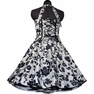 50er Kleid zum Petticoat wei mit blauschwarzen Blumen