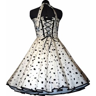 50er Jahre Kleid zum Petticoat wei schwarzes Fleckendesign