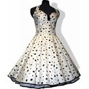 50er Jahre Kleid zum Petticoat wei schwarzes Fleckendesign