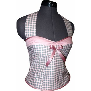 Punkte Kleid zum Petticoat rosa mit grauen und weien Punkten