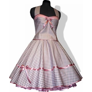 Punkte Kleid zum Petticoat rosa mit grauen und weien Punkten 36