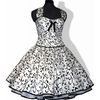 Traumhaftes Petticoat Kleid Brautkleid Taft wei schwarze Ranken zur Hochzeit