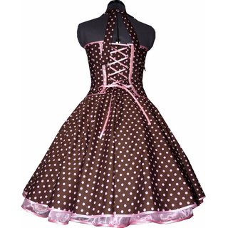Swingkleid zum Petticoat  braun rosa Punkte im 50er Jahre Stil 36